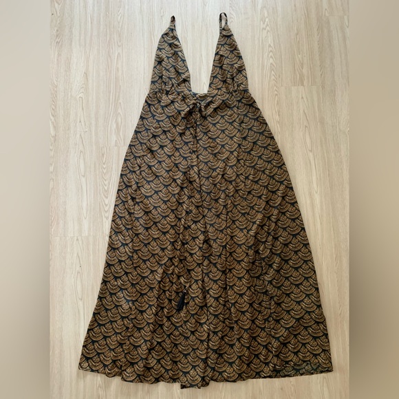 Boho plunging satin maxi wrap dress nwot - Picture 5 of 5